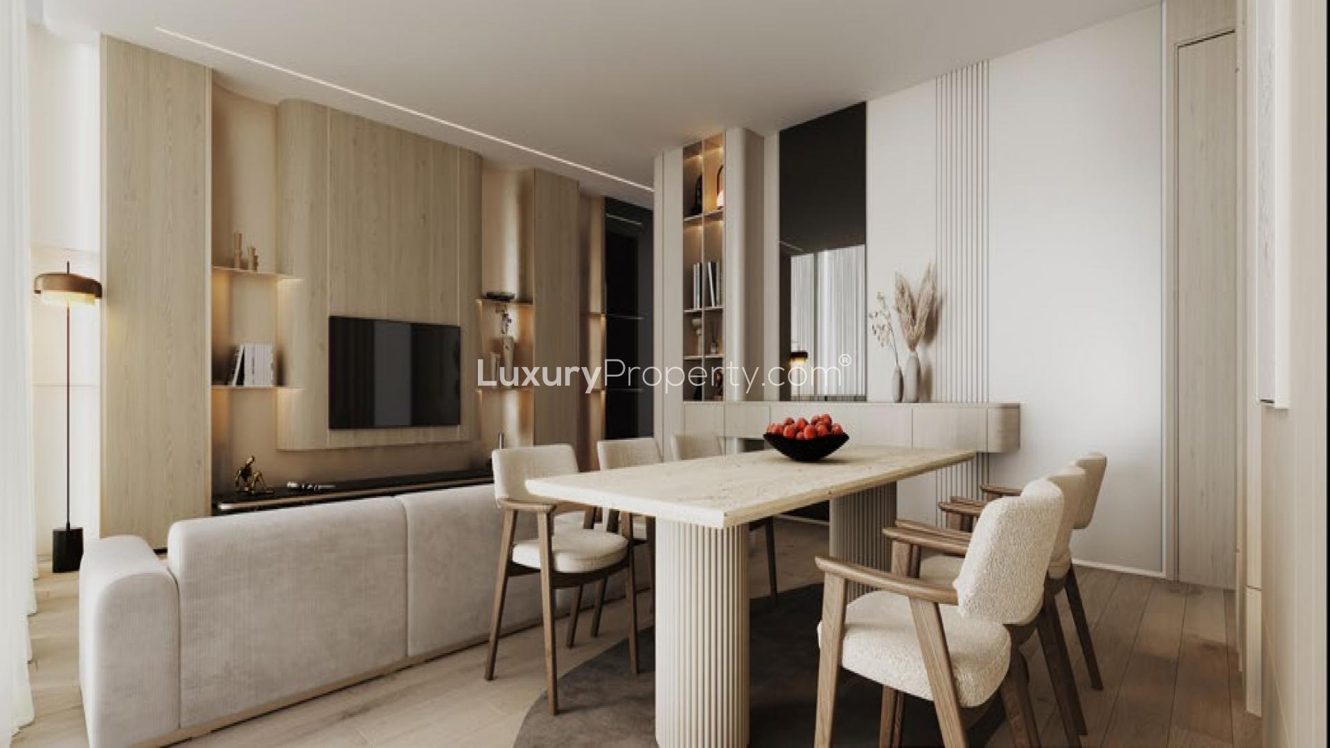 Luxurious living room in 2-bedroom apartment, Binghatti Hills, Dubai Science Park