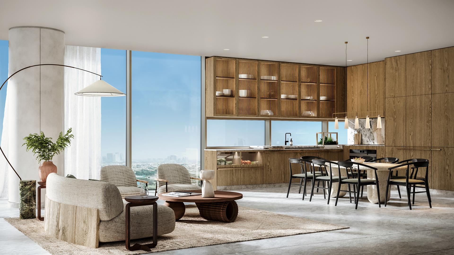 Luxurious living room view at Six Senses Residences Dubai Marina apartment for sale