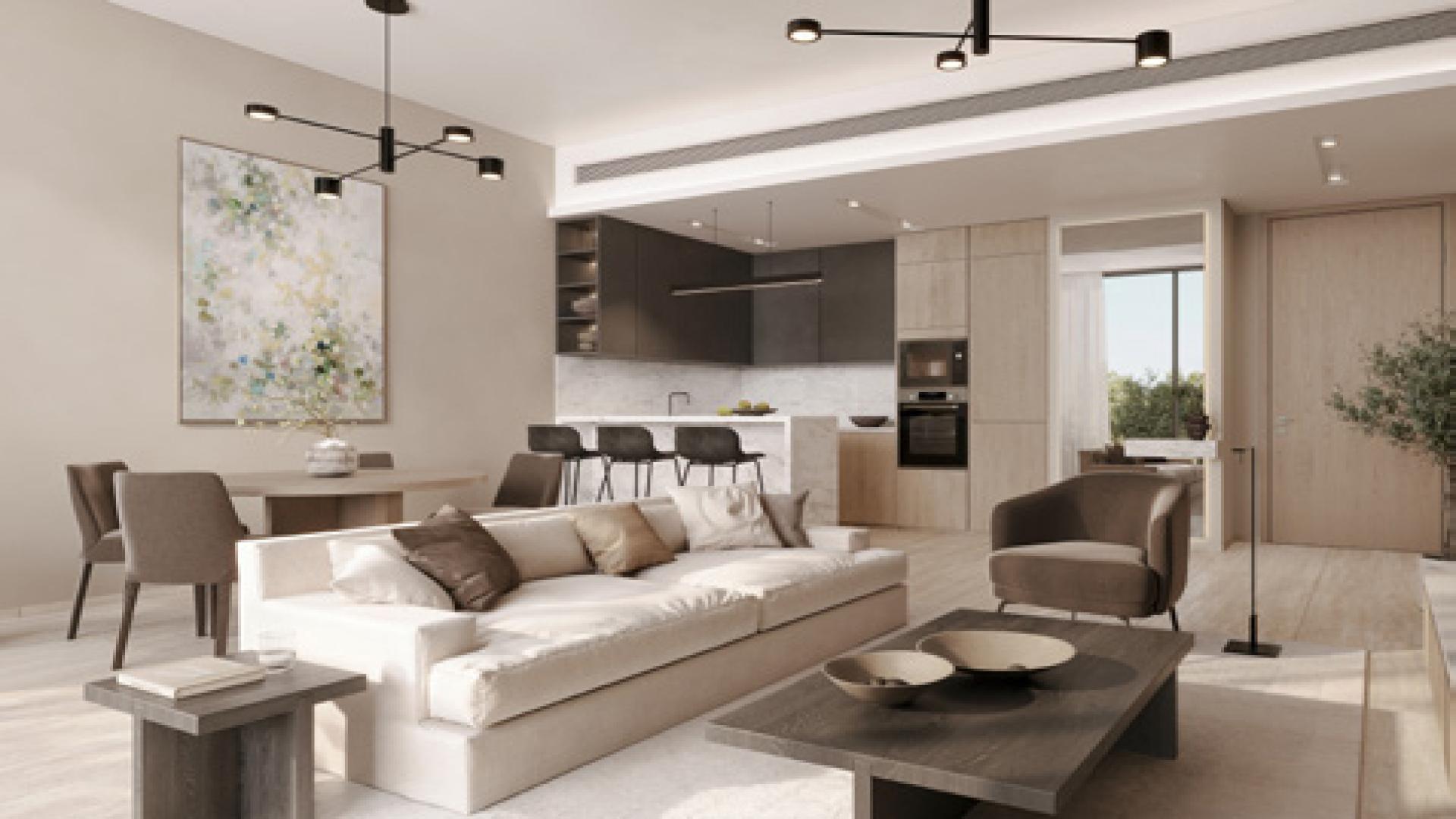 Modern bedroom in 2-bedroom apartment at The Berkeley, Dubai Hills Estate, with stylish decor