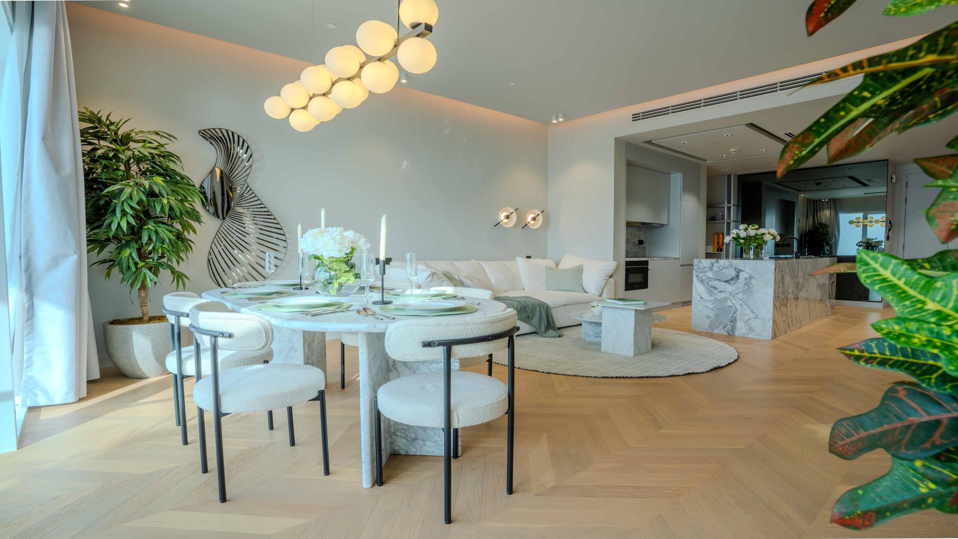 Fully renovated dining area in luxury 2-bedroom apartment, 1 JBR, Jumeirah Beach Residence