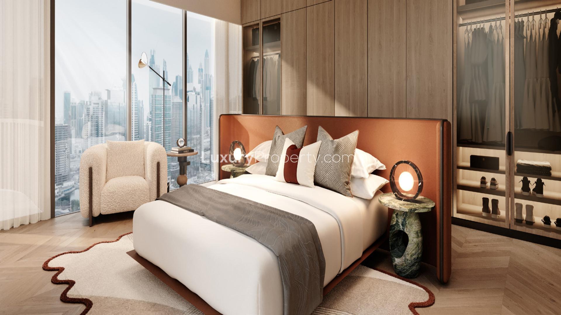 Panoramic view of Jumeirah Lake Towers skyline near W Residences JLT apartment for sale