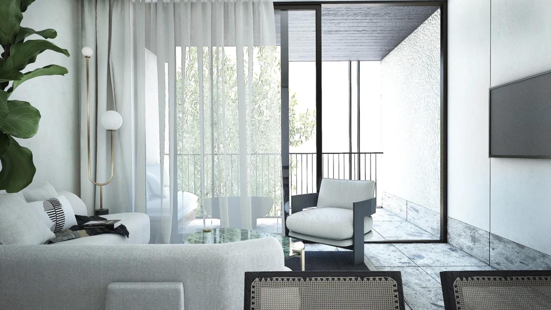 Modern dining area in sleek 2-bed apartment, Iliso Suites, Athens Riviera, for sale