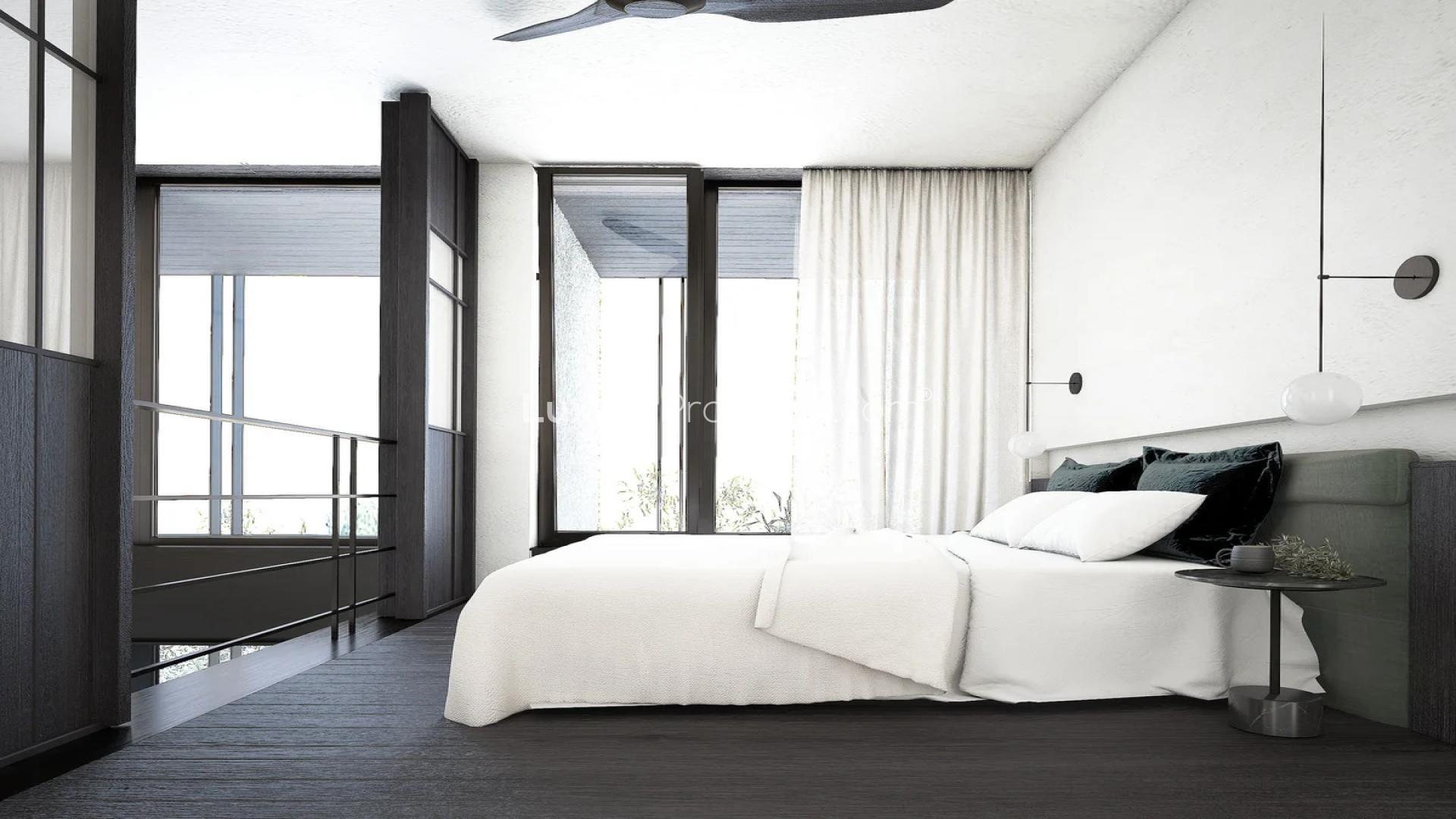 Modern interior of 2-bedroom apartment in Iliso Suites, Athens Riviera, featuring sleek design elements