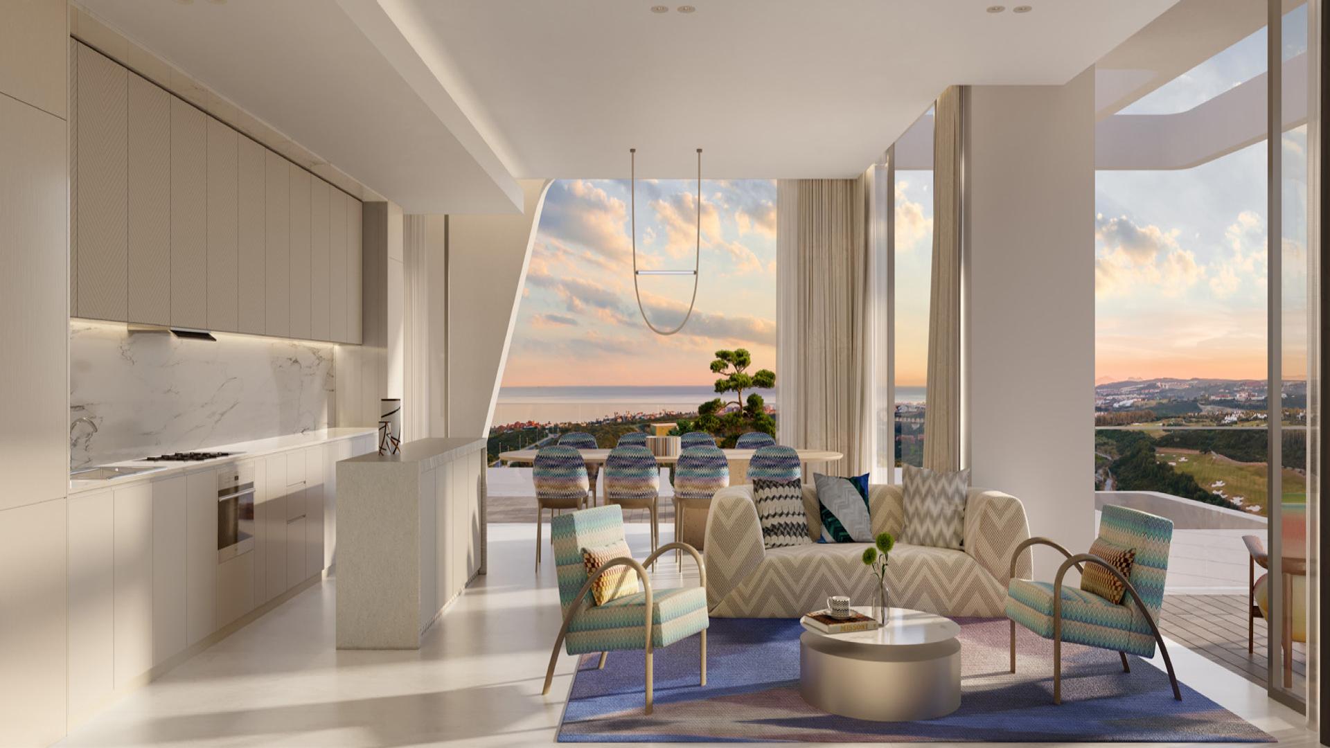 Luxurious balcony view from 2-bedroom apartment at Marea by Missoni, Costa del Sol