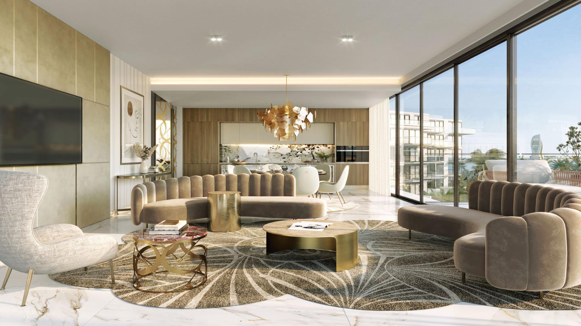 Luxurious lobby of Elie Saab Qetaifan seafront apartment in Doha, modern design, elegant decor