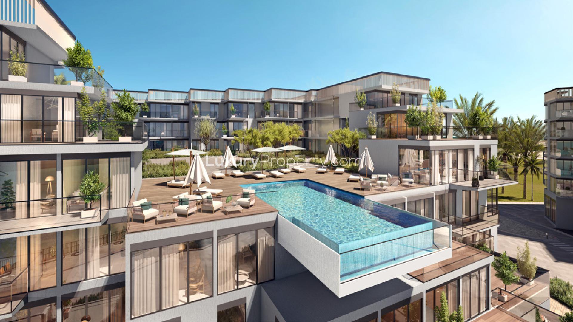 Luxurious terrace view from Elie Saab apartment in Les Vagues, Qetaifan, Qatar