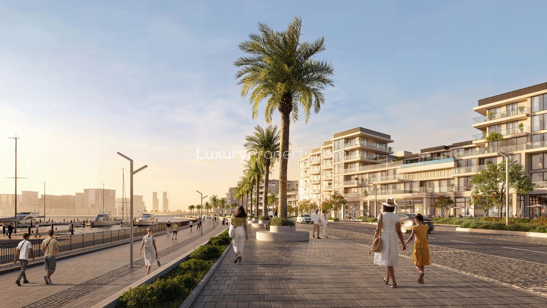 Waterfront 2-bedroom apartment with seafront views and infinity pool in Qetaifan, L Horizon