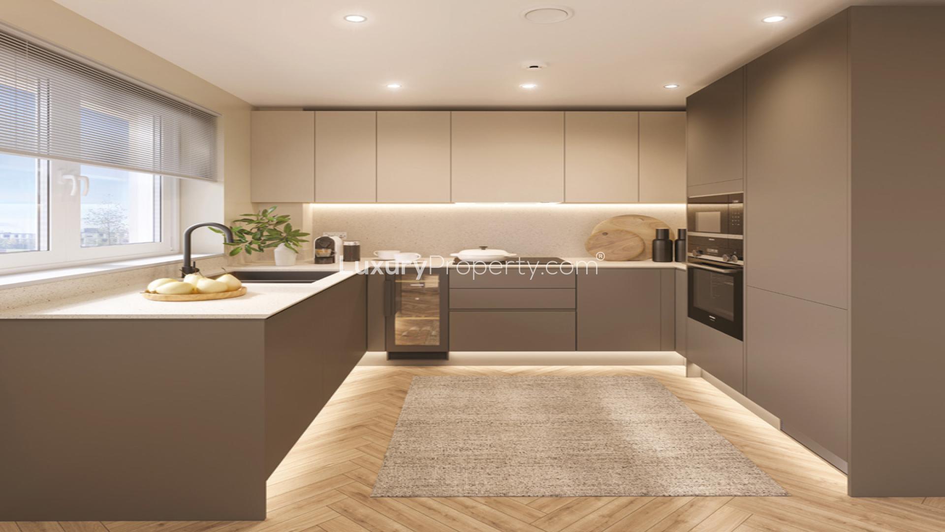 Modern living room in 2-bedroom Wandsworth Common apartment, featuring elegant decor and natural light
