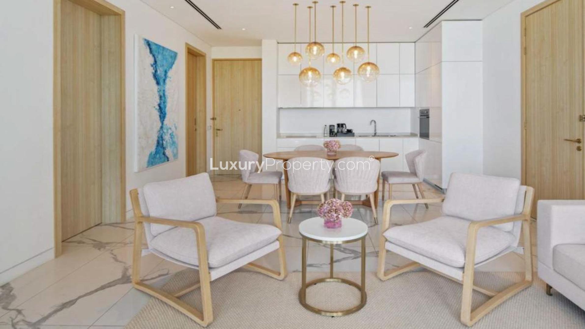 Elegant living room with sea views in Serenia Residences, Talpe, Galle apartment for sale