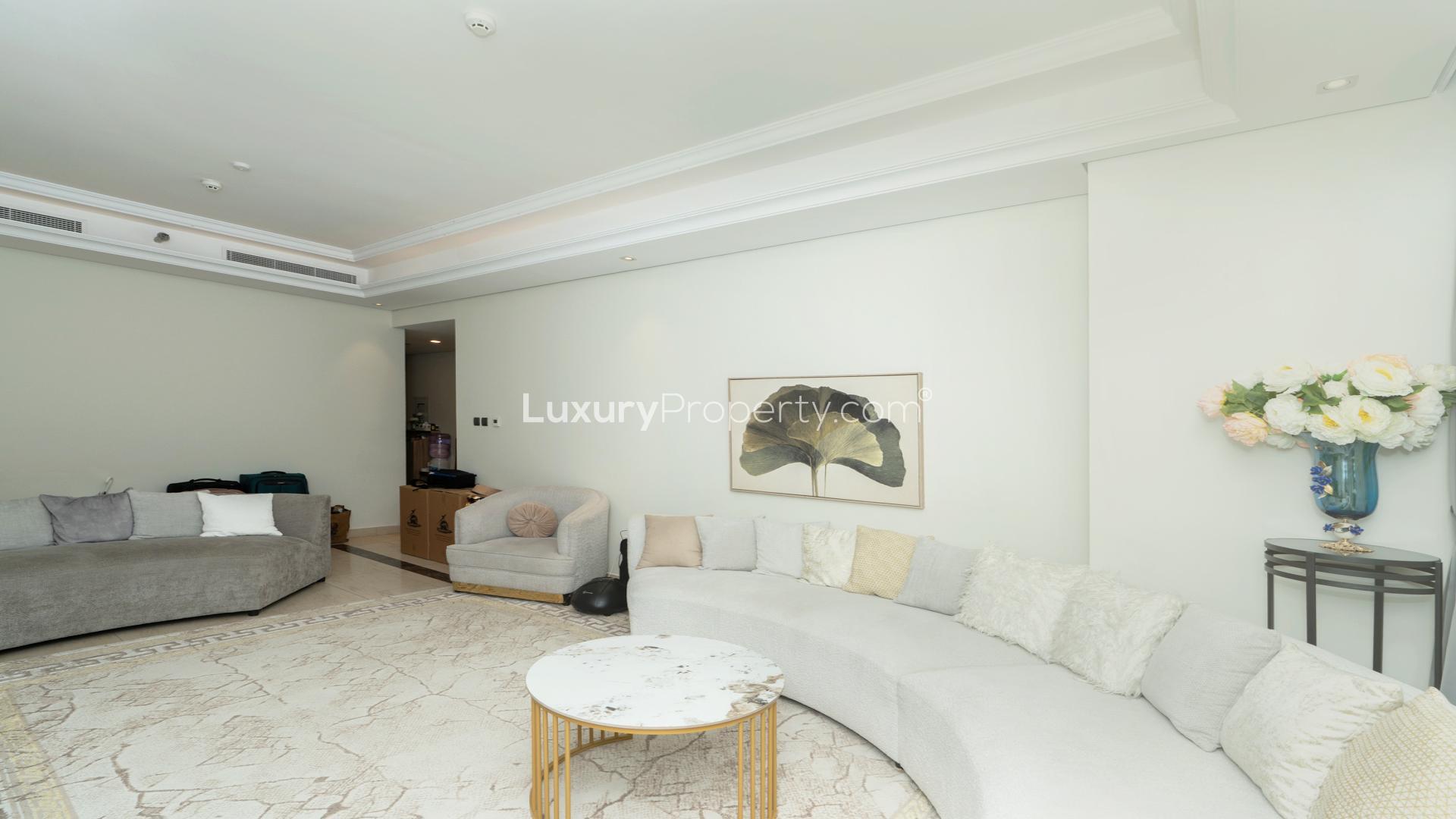 Balcony view from 2-bedroom apartment in Mon Reve, Downtown Dubai, showing modern architecture