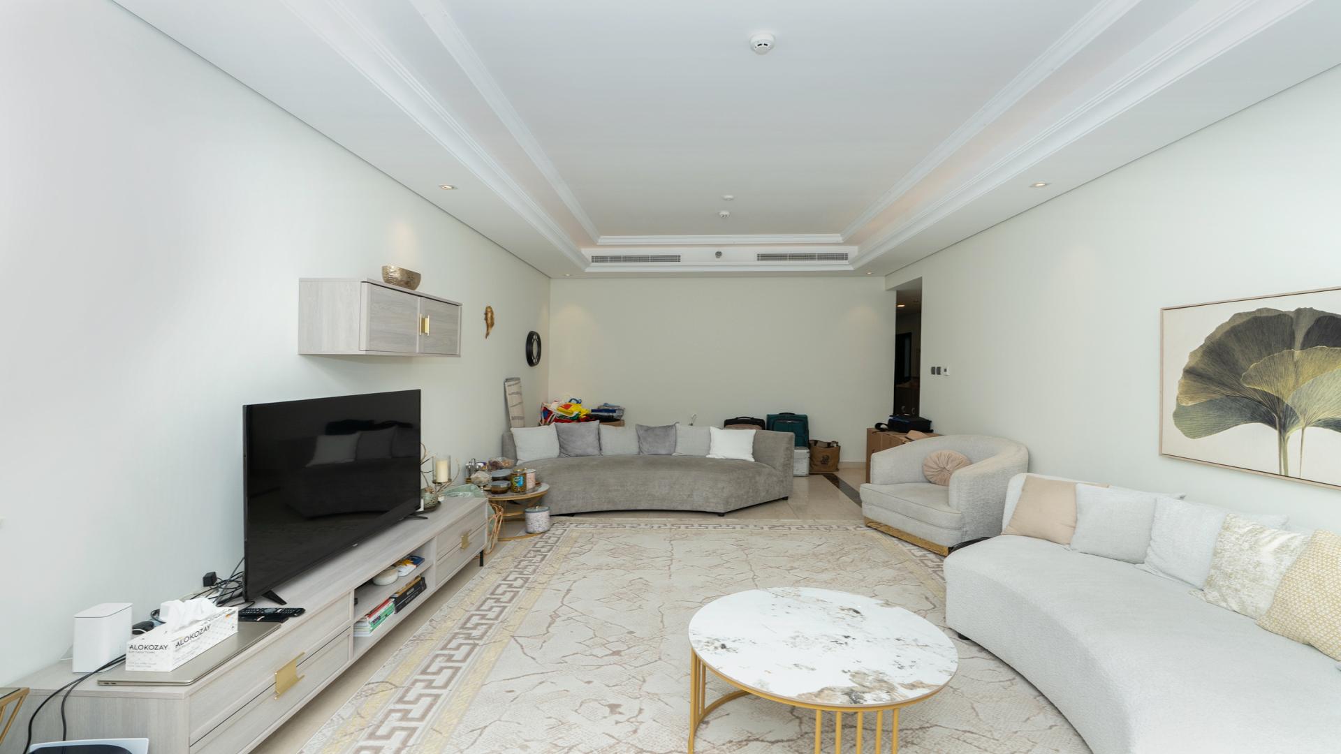 Modern living room in 2-bedroom apartment, Mon Reve, Downtown Dubai, featuring elegant decor