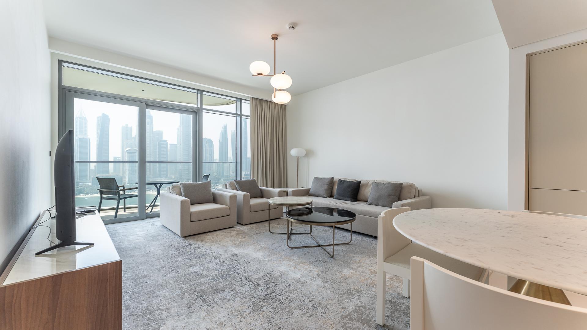 N/A,High-floor Marina Vista apartment living room with stunning Dubai Harbour views