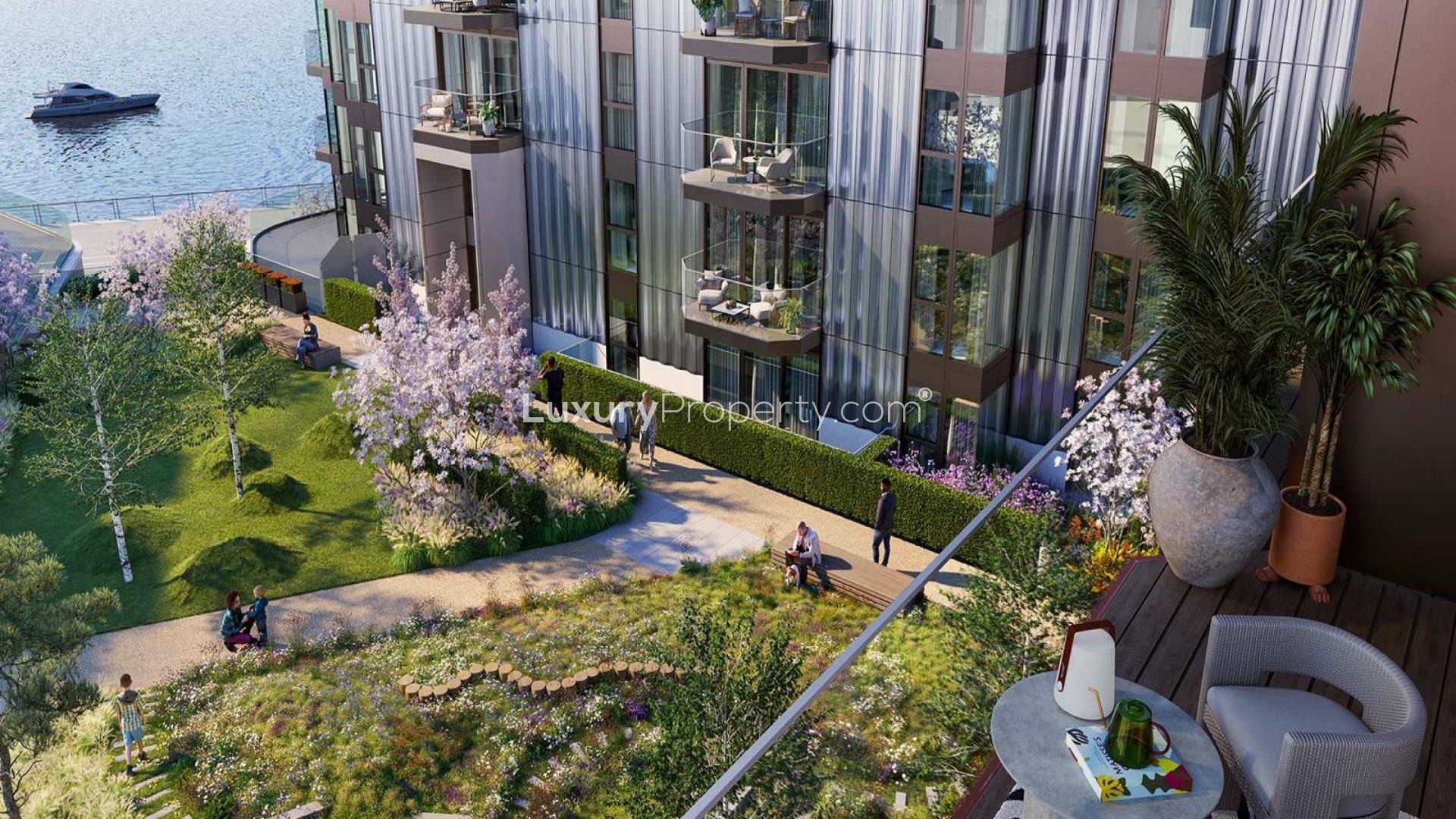 Elegant living and dining area in West Quay Woolwich two-bedroom apartment, London