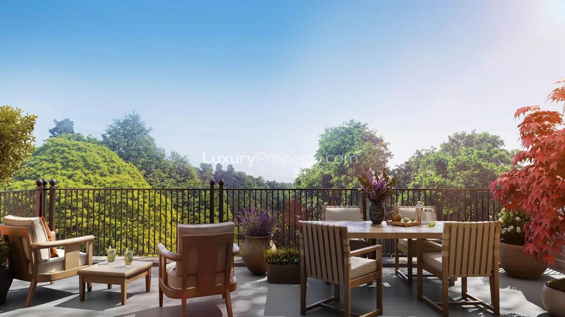 Luxurious open-plan living area in a spacious two-bed apartment, Sunningdale Park, London