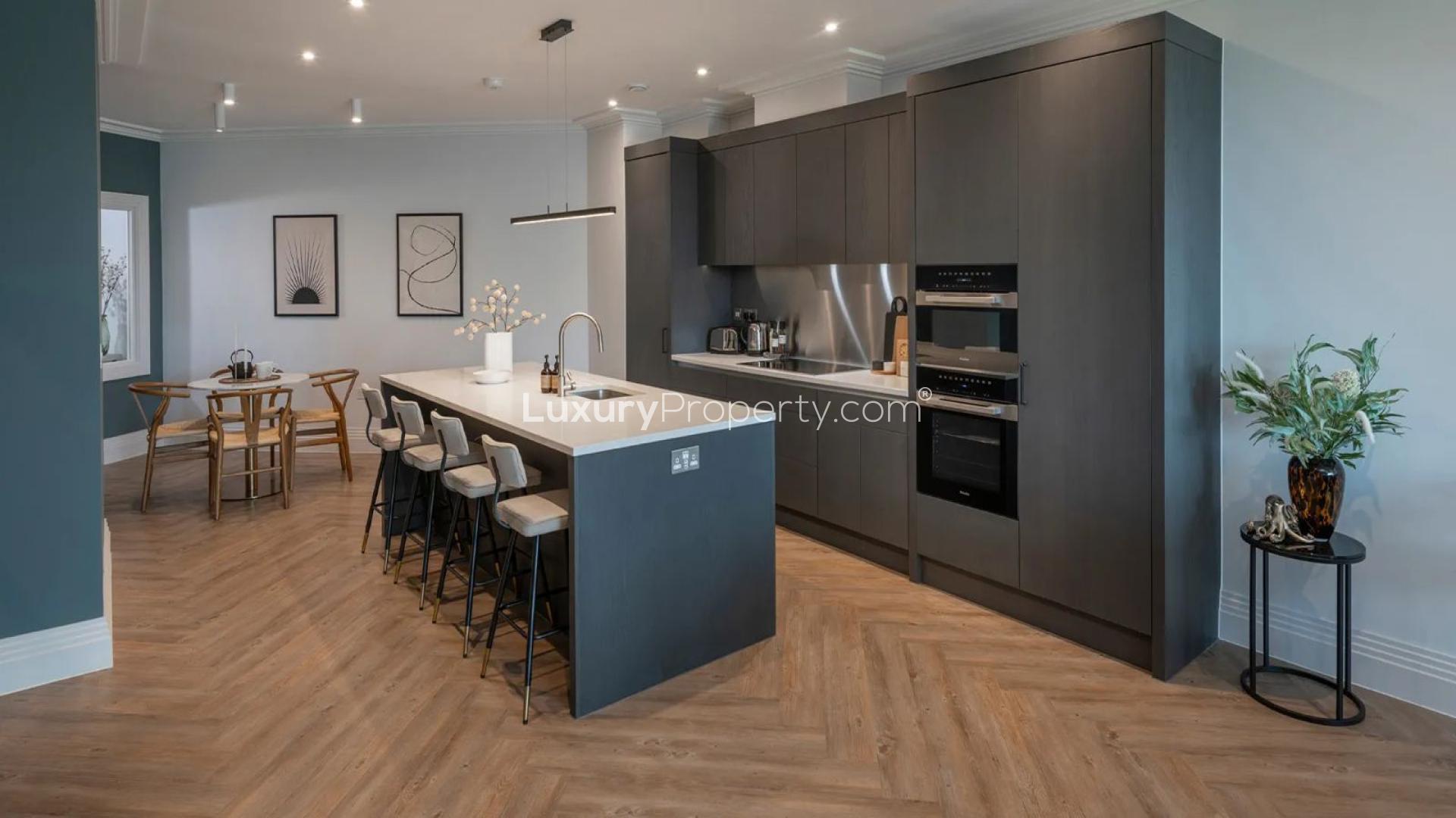 Modern living room in The Pavilion, Sunningdale apartment with elegant decor and cozy seating