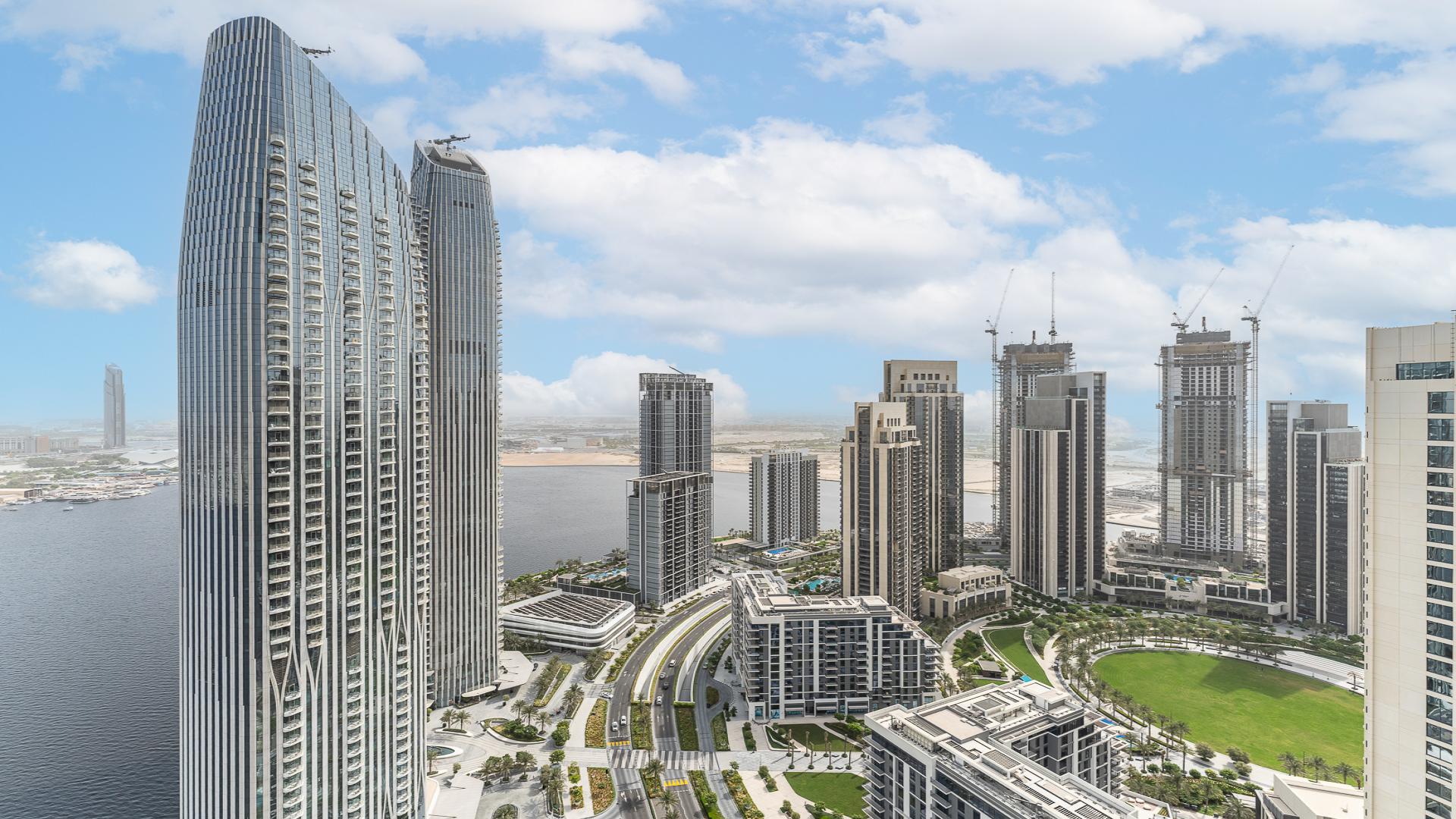 Modern apartment interior with large windows, Dubai Creek Harbour, Address Harbour Point