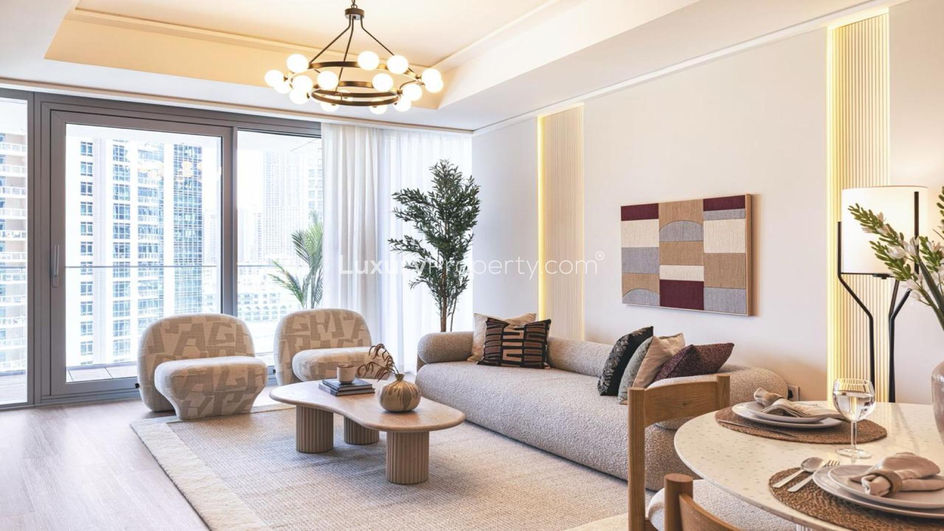 Balcony view from Opera Grand apartment overlooking Downtown Dubai and skyscrapers, LP47037 for sale