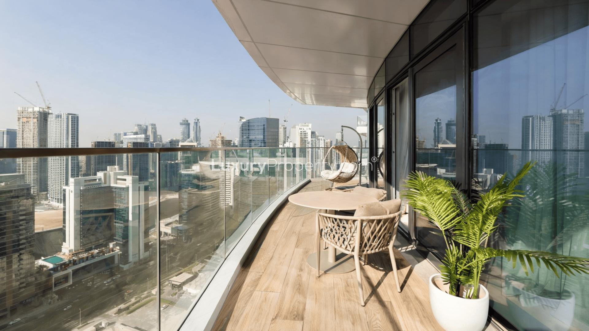 Furnished bedroom with modern decor in Downtown Dubai apartment, Imperial Avenue