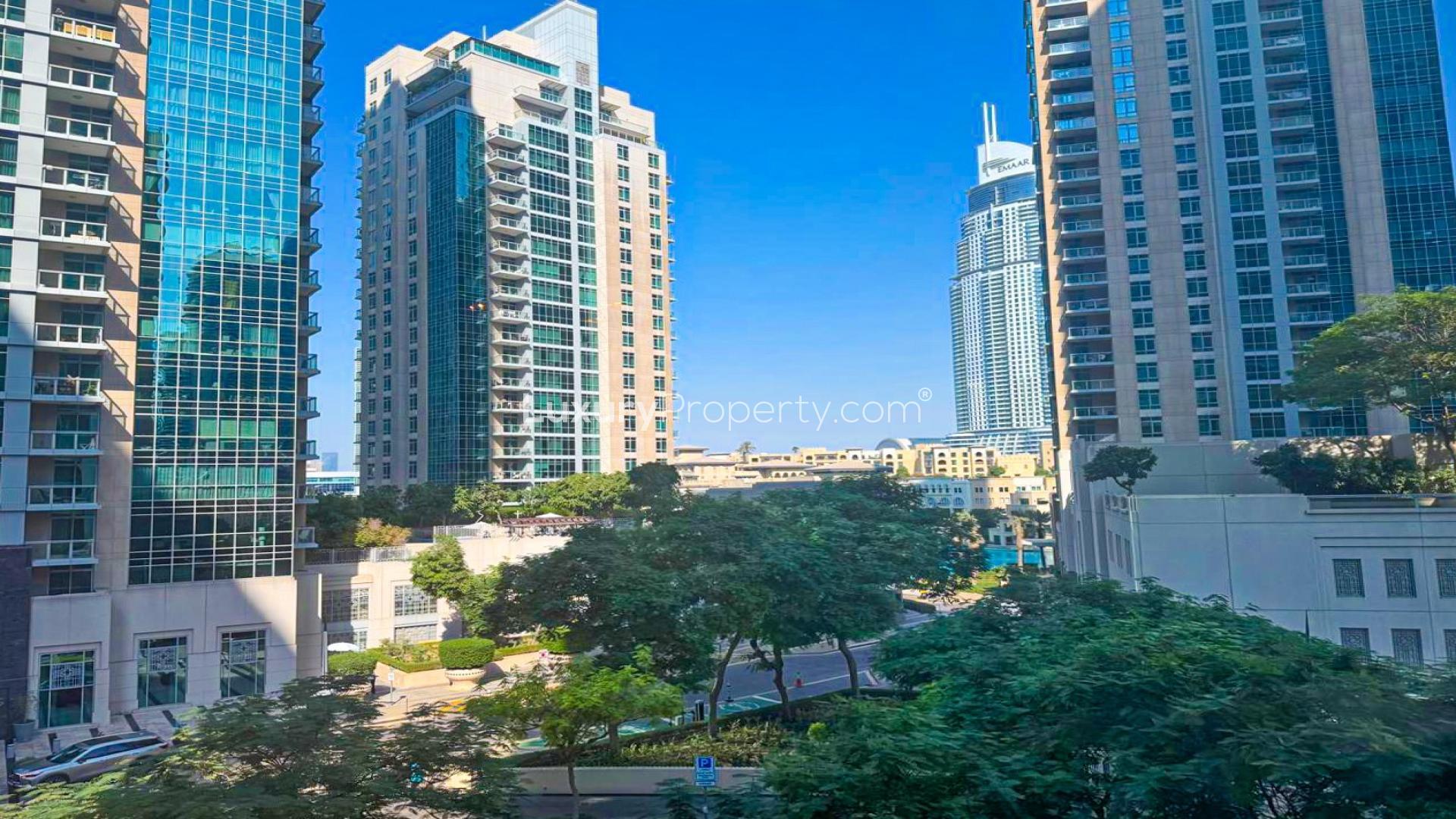 Furnished living room in Boulevard Central Tower 1, Burj Khalifa community apartment for sale