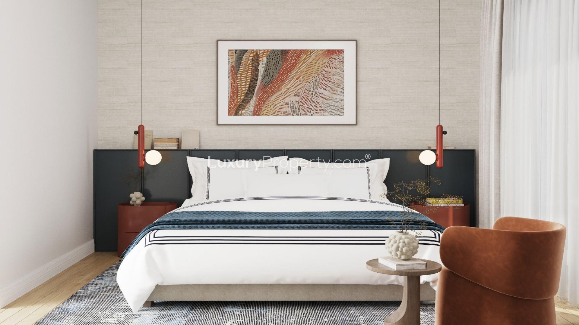 Modern kitchen interior in Vero Apartments, Porto Montenegro, featuring elegant cabinetry and decor