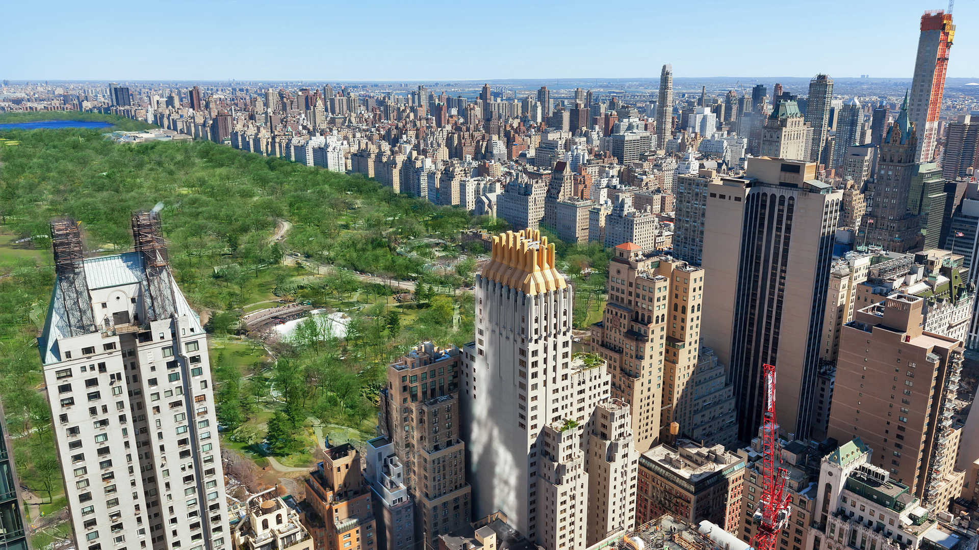 Majestic view of Central Park and Manhattan skyline from 146 West 57th Street apartment