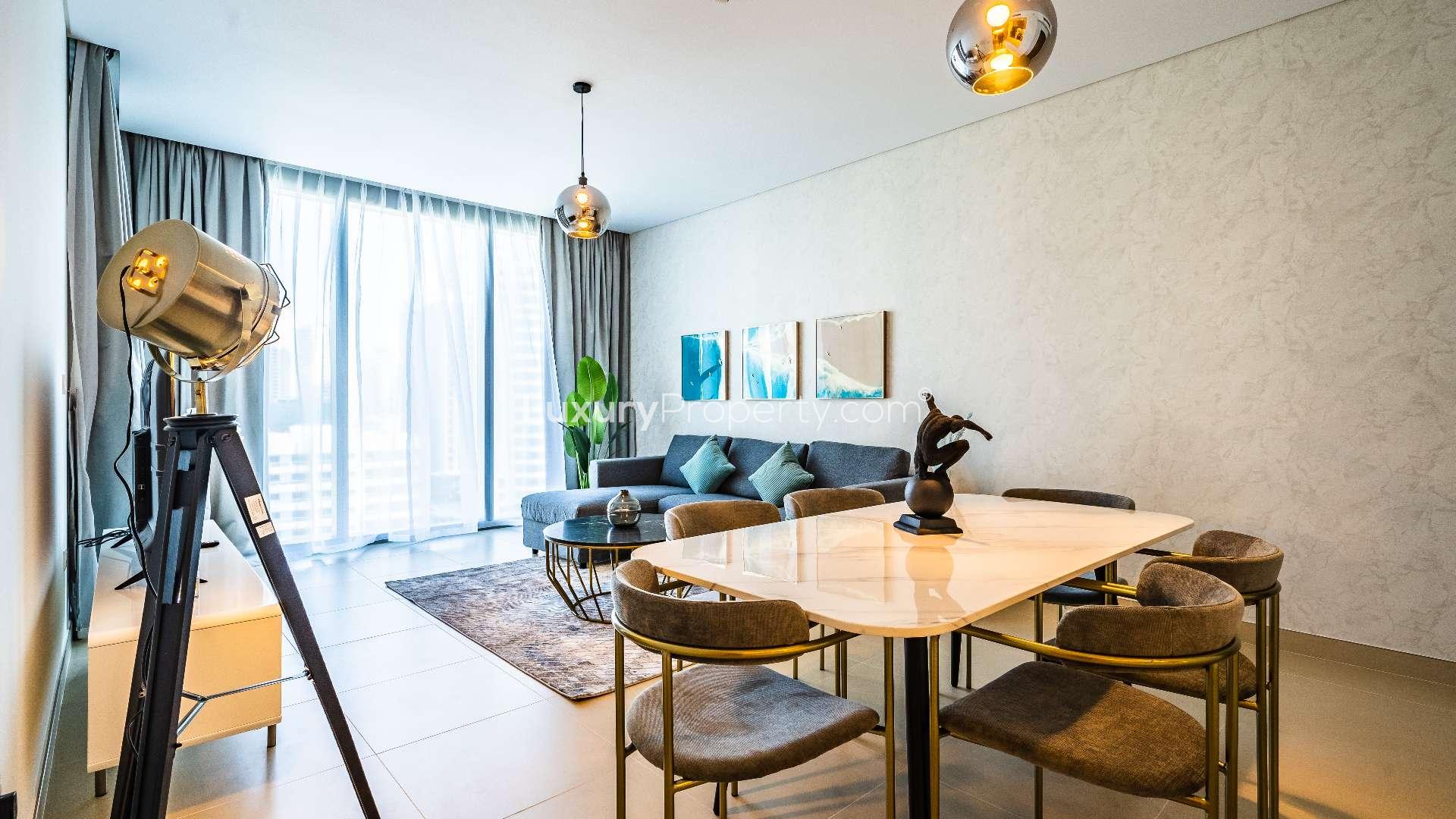 Modern bathroom with double sinks in Dubai Marina apartment for sale, Ref No: LP10761