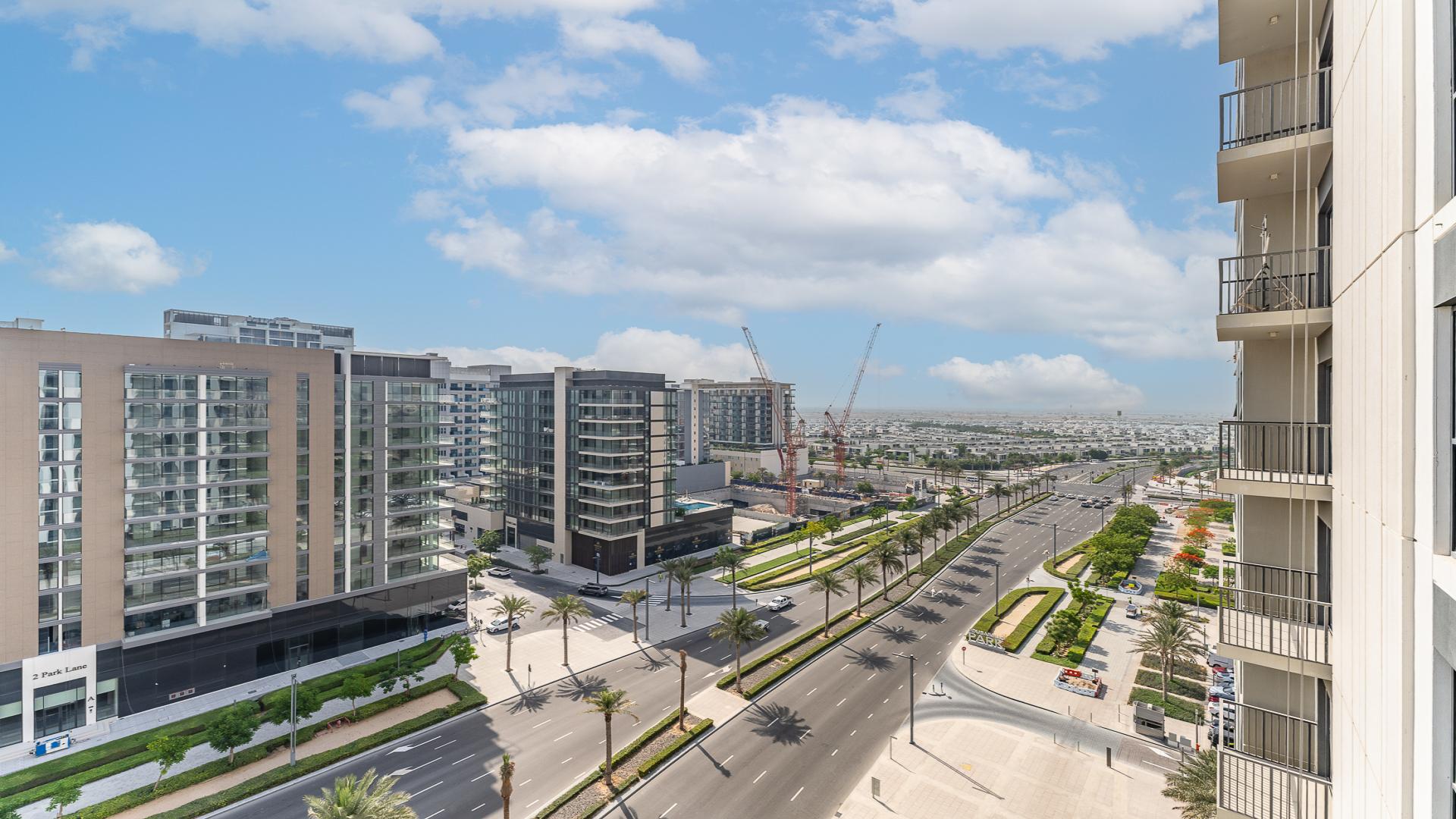 Vacant 2-bedroom apartment kitchen and living area in Park Ridge, Dubai Hills Estate