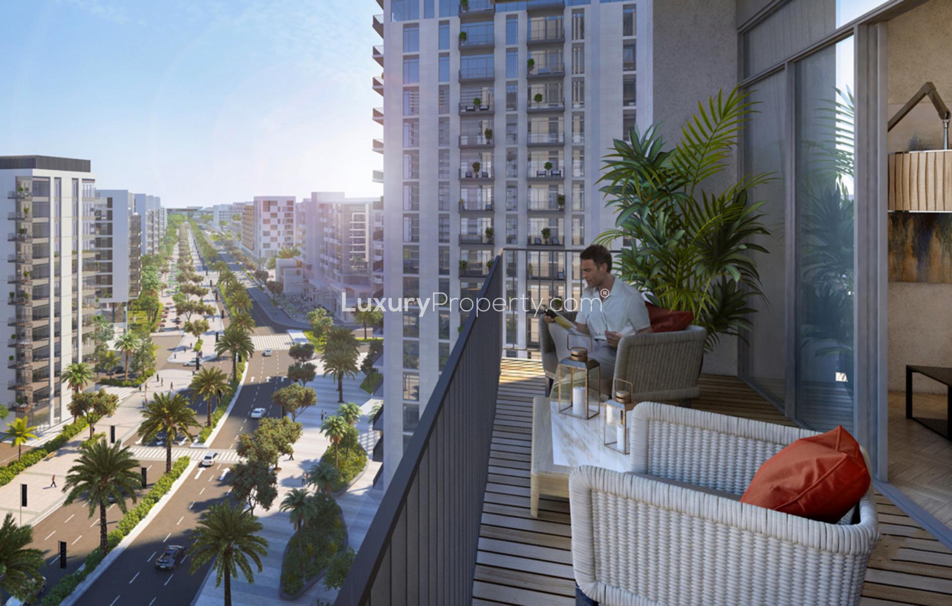 Luxury balcony view in 2-bedroom apartment, Acacia Park Heights, Dubai Hills Estate