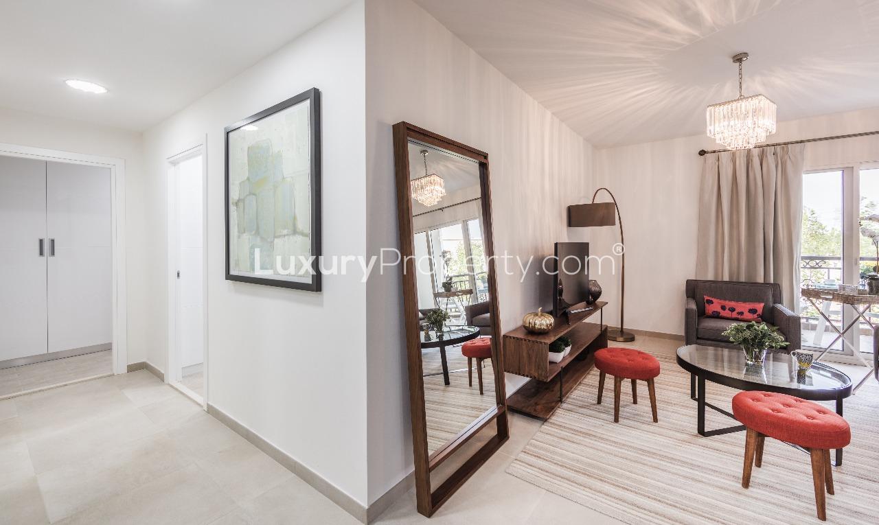 Modern open-plan living area in 2-bedroom apartment, Al Andalus Tower D, JGE