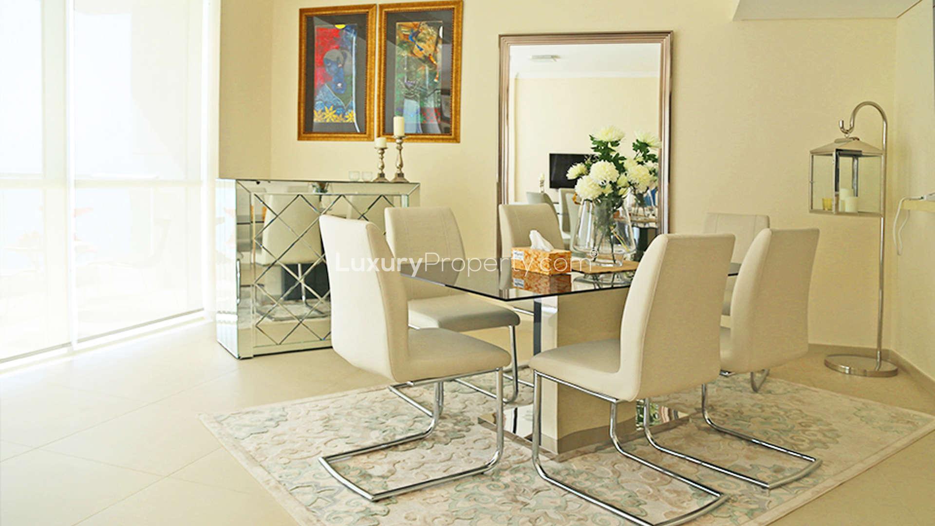 Contemporary dining area in two-bedroom apartment, Al Bateen Residences, Jumeirah Beach Residence