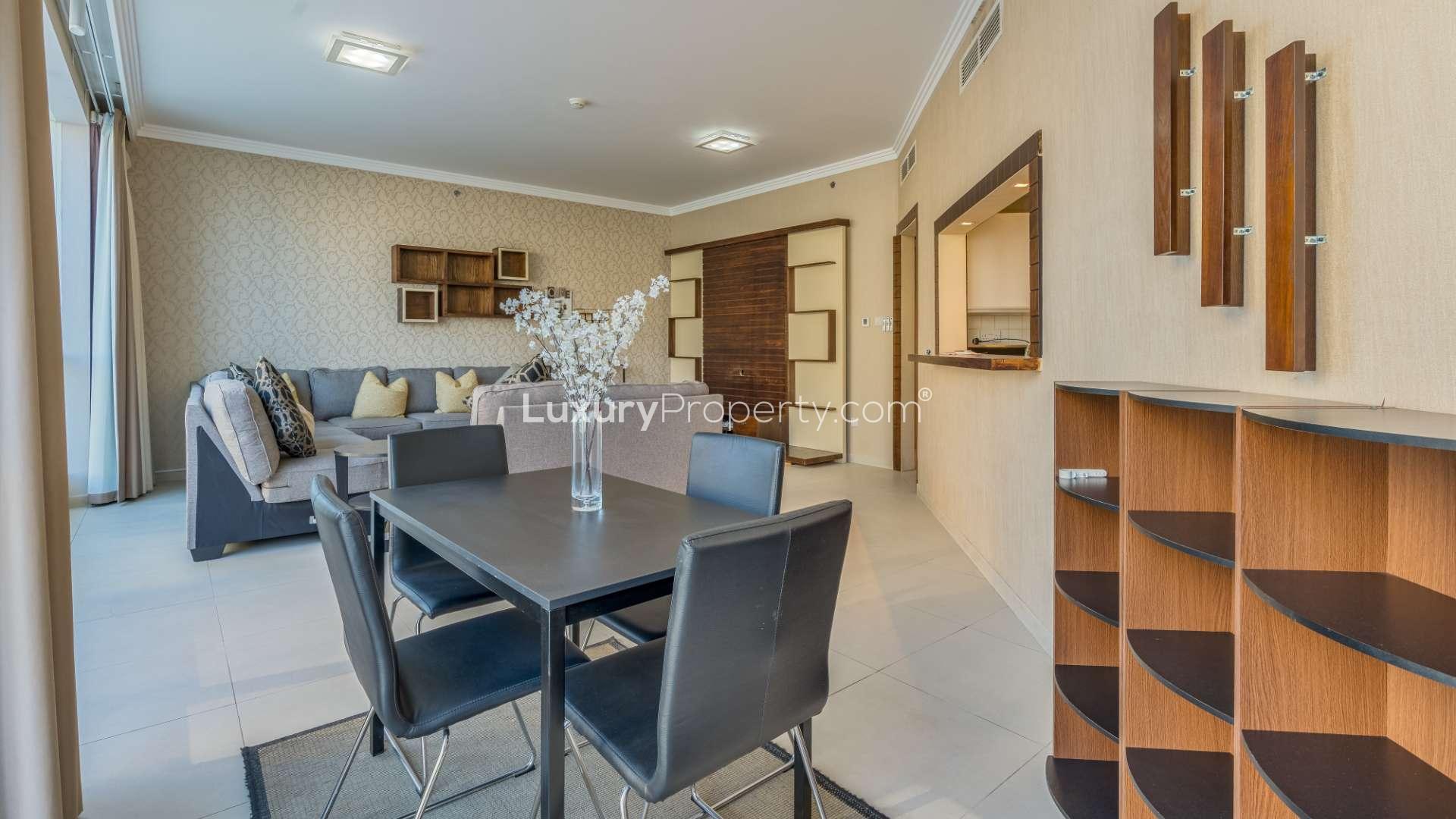 Luxurious living room in 2-bedroom apartment, Al Bateen Residences, JBR, for sale