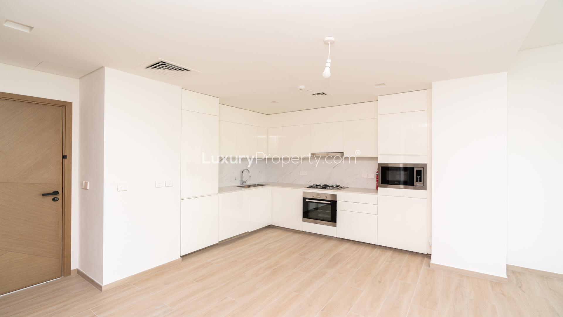 2-bedroom apartment interior with large windows in Palace Residences, Dubai Creek Harbour