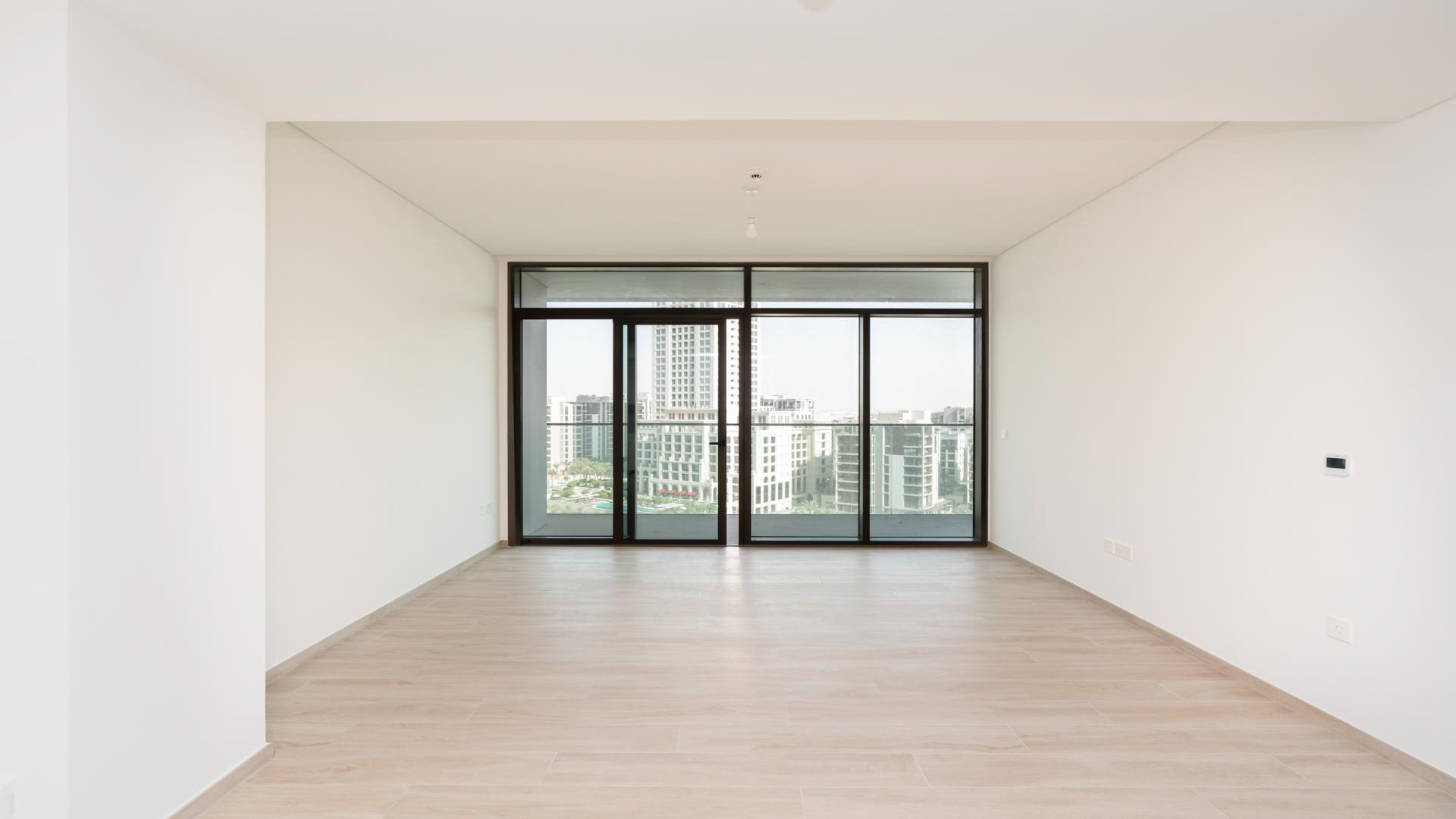 Balcony view of Creek Beach from Palace Residences apartment, Dubai Creek Harbour