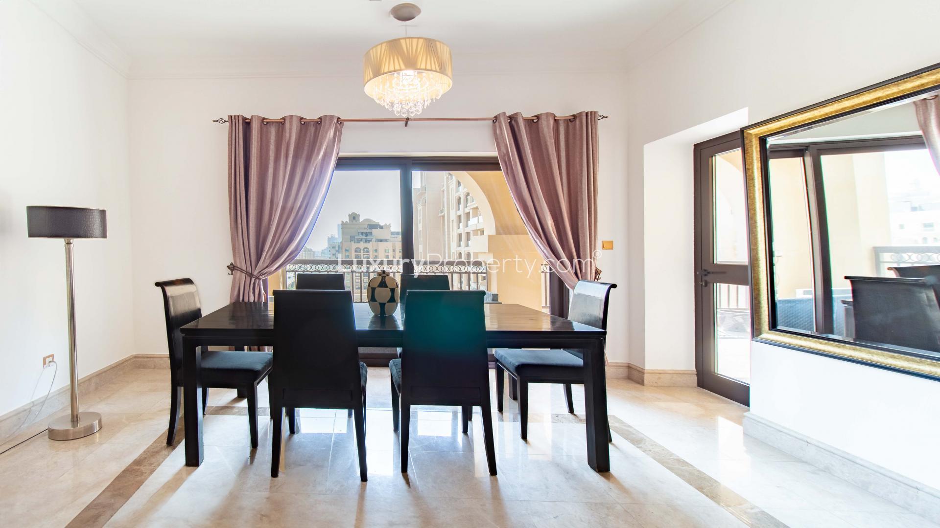 View of Fairmont Palm Residences, Palm Jumeirah, showcasing luxury apartments and nearby amenities