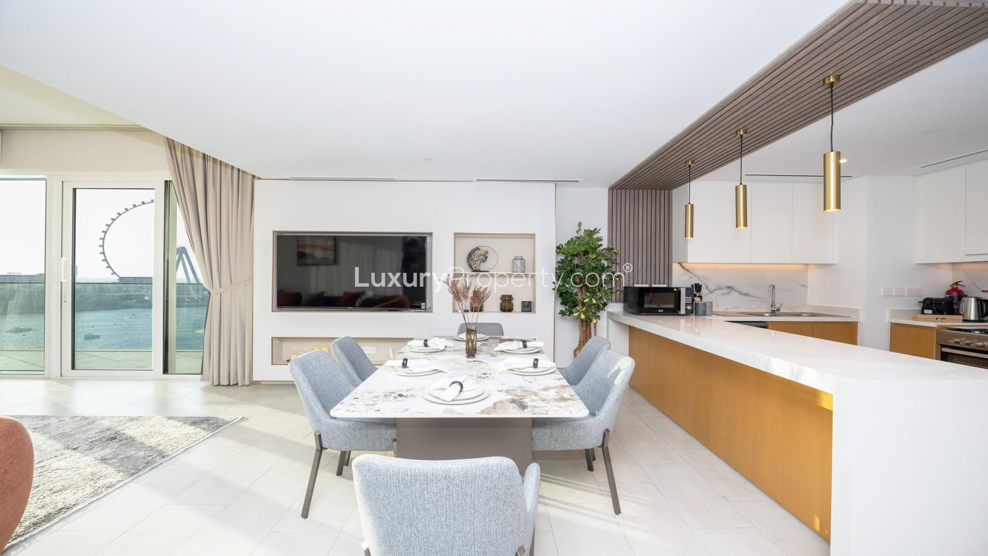 Modern kitchen and dining area in La Vie, JBR 2-bedroom apartment for sale