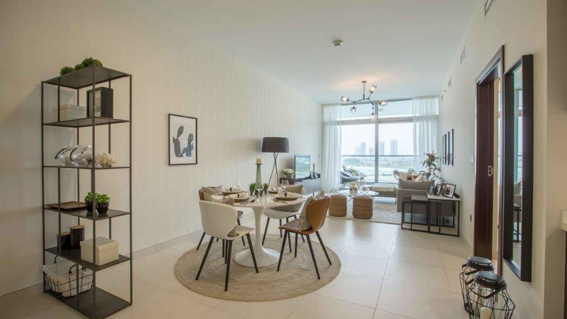 Modern bedroom in two-bed apartment, Azure Residences, Palm Jumeirah, featuring stylish decor