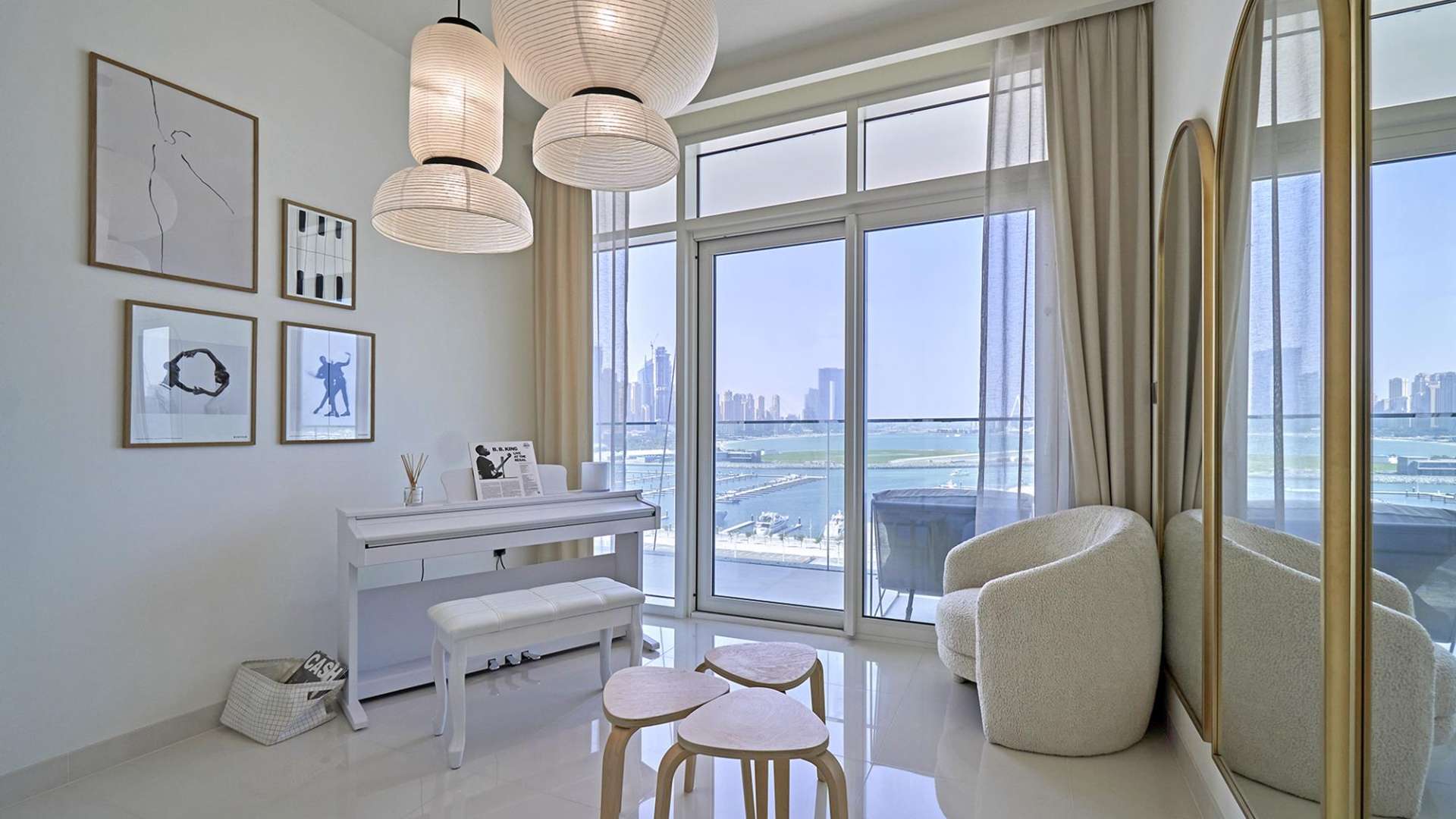Dubai Harbour skyline view from Beach Isle, Emaar Beachfront apartment for sale