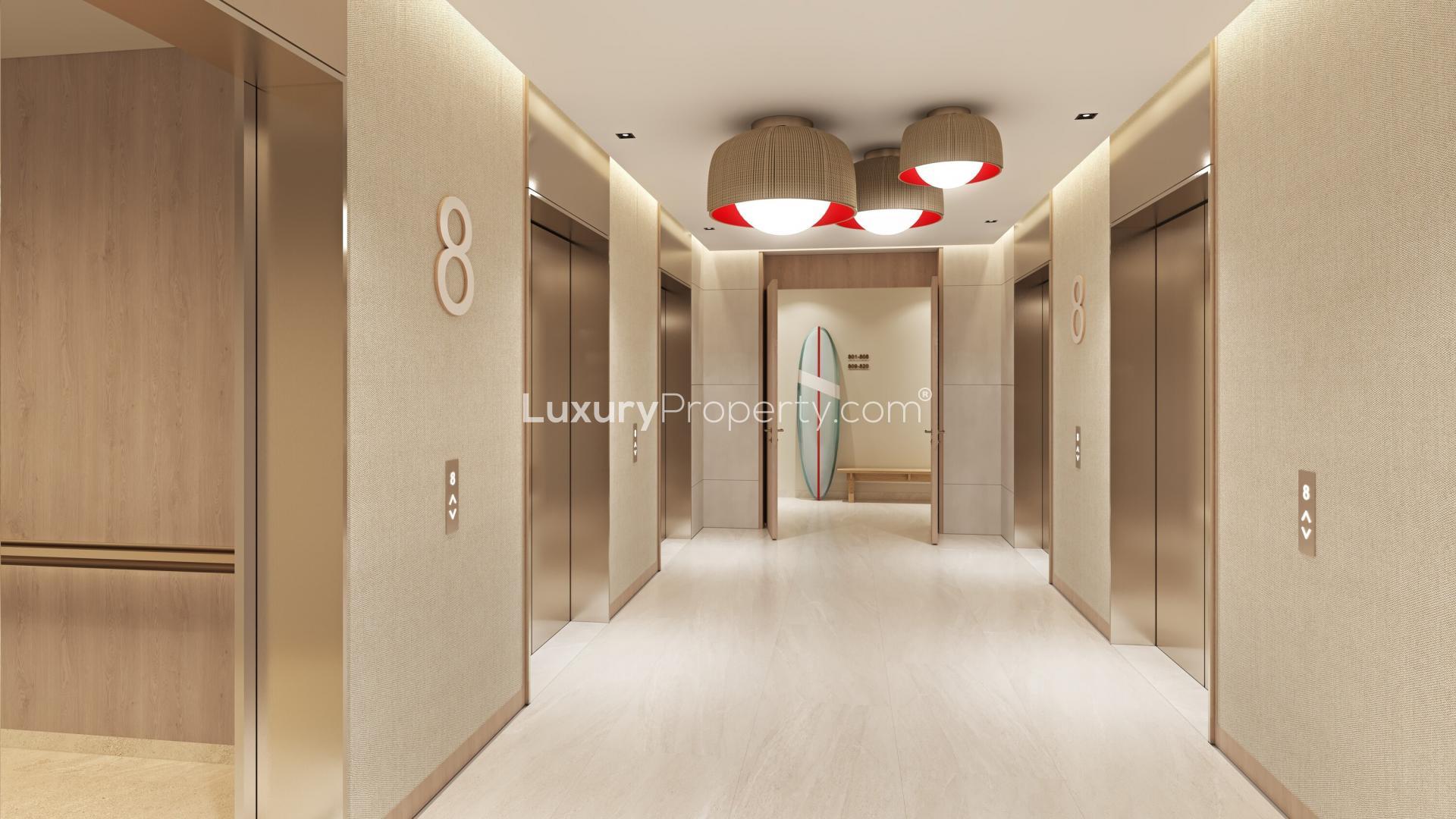 Luxurious Rosso Bay apartment balcony with stunning sea view, Al Marjan Island