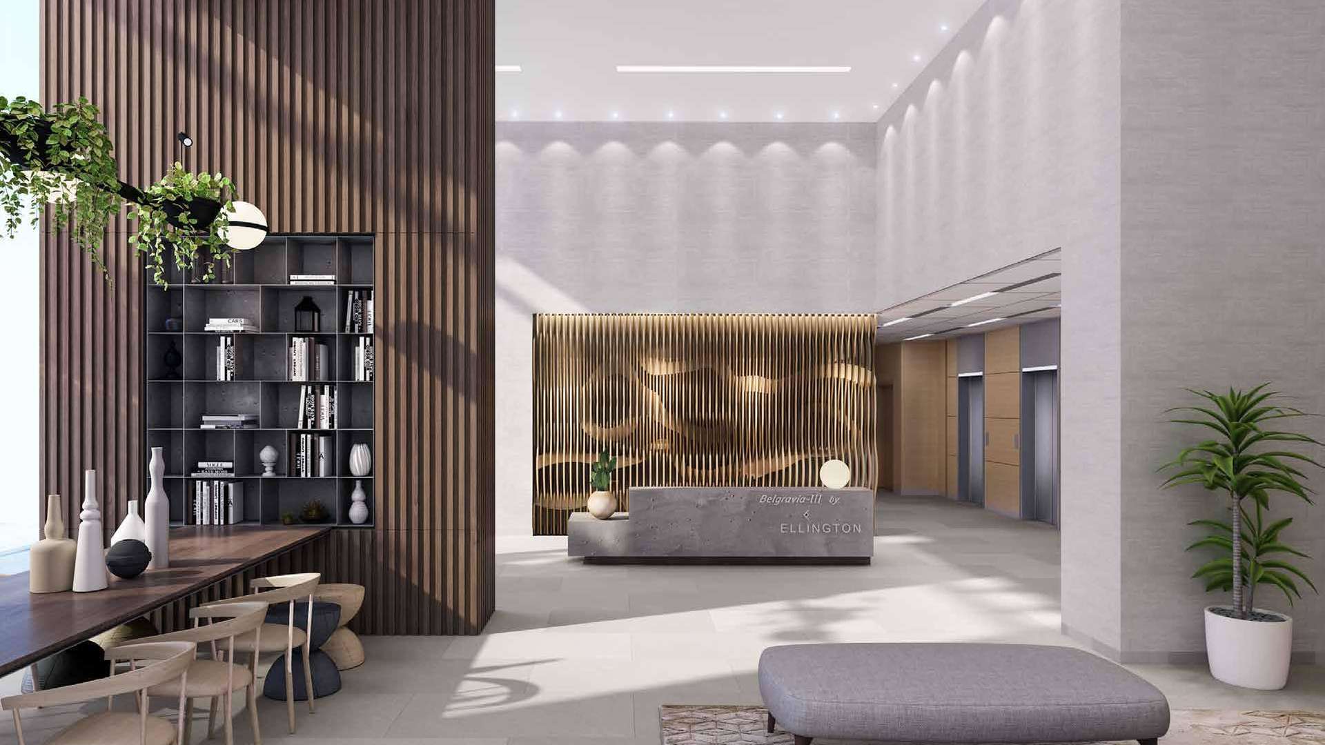 Luxurious outdoor pool area at Belgravia III apartment, Jumeirah Village Circle, Dubai