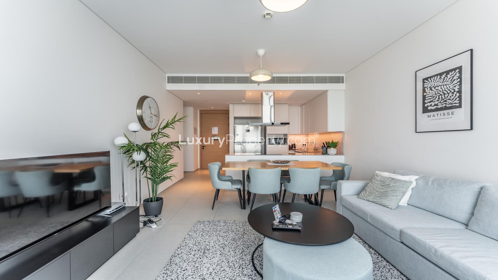 Furnished living area with sea view in Jumeirah Beach Residence apartment for sale