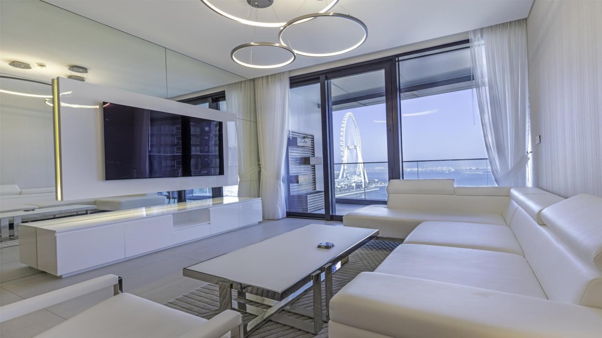 Furnished balcony with full sea view at The Address Jumeirah Resort, JBR apartment