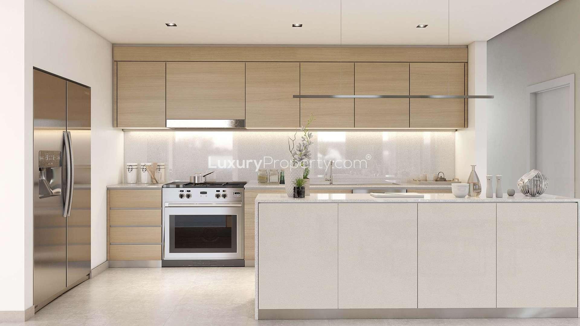 Modern kitchen in luxury 2-bedroom apartment, Breeze at Dubai Creek Beach, for sale