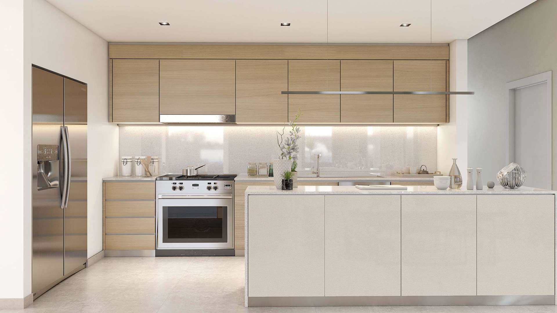 Modern kitchen in luxury 2-bedroom apartment, Breeze at Dubai Creek Beach, for sale