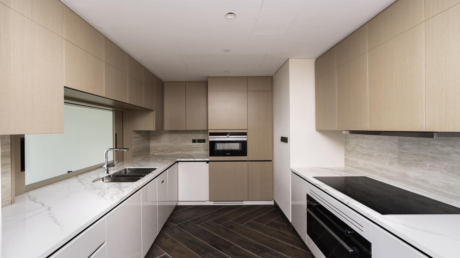 Luxurious open-plan living area in Za’abeel Residences apartment, featuring modern design elements