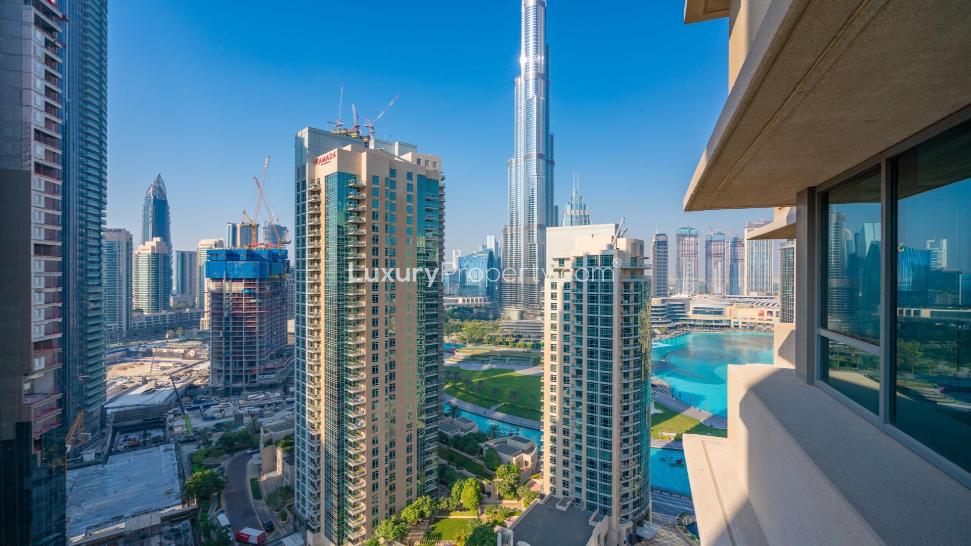 Bright living room in 2-bed apartment for sale, 29 Burj Boulevard, Downtown Dubai