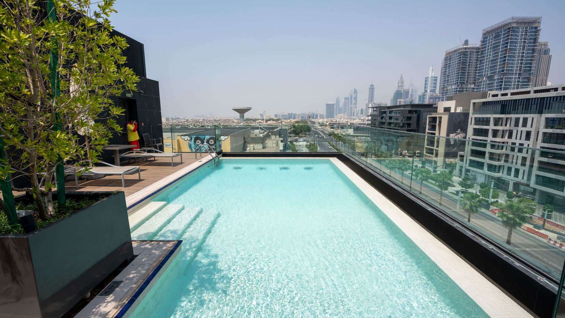 Modern bathroom with glass shower in City Walk 1-bedroom apartment, Jumeirah District