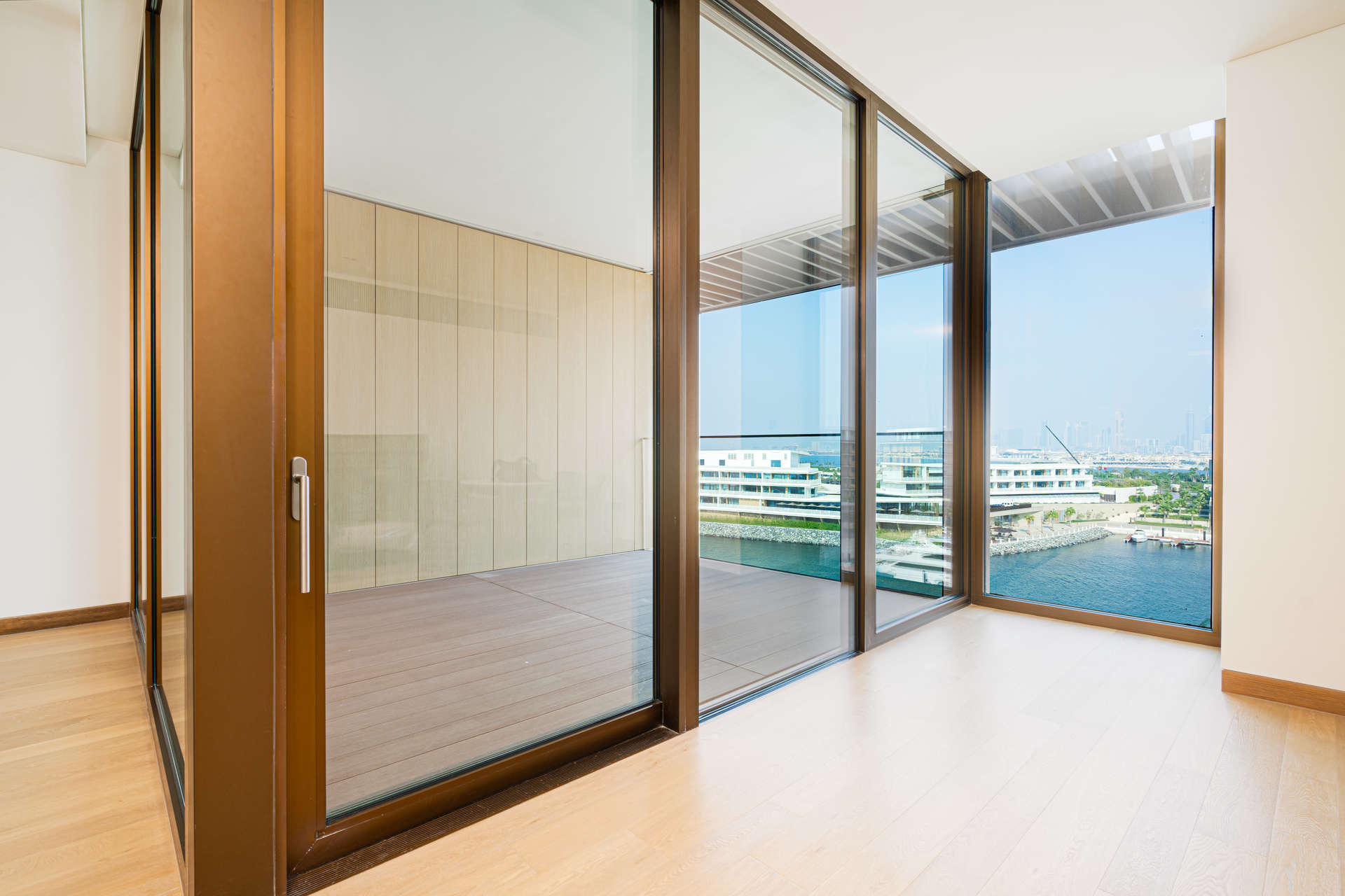 Modern kitchen in luxury waterfront apartment at Bulgari Residences, Jumeirah Bay Island