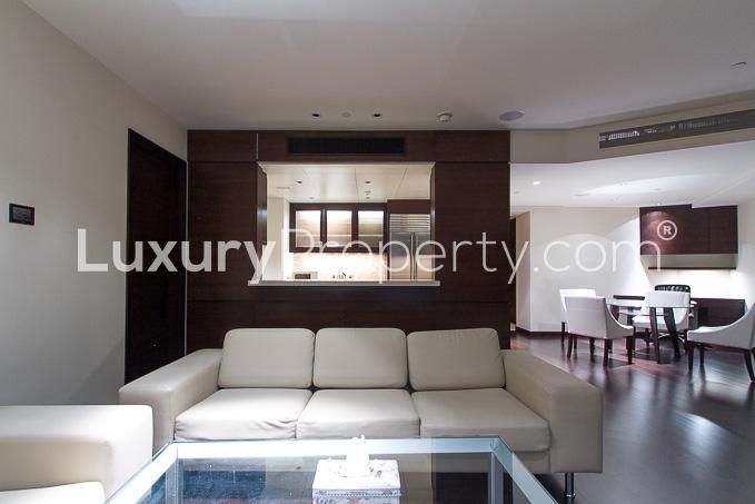 Luxurious kitchen in two-bedroom apartment, Burj Khalifa Downtown, granite countertops, modern appliances