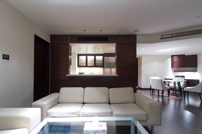 Luxurious kitchen in two-bedroom apartment, Burj Khalifa Downtown, granite countertops, modern appliances