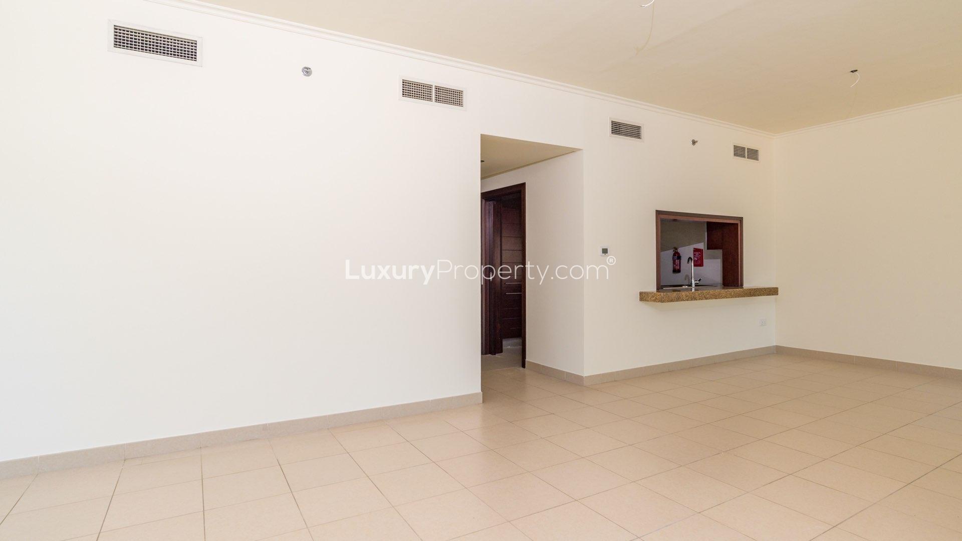 Rooftop terrace with seating in Burj Views apartment, Downtown Dubai; ideal for relaxation